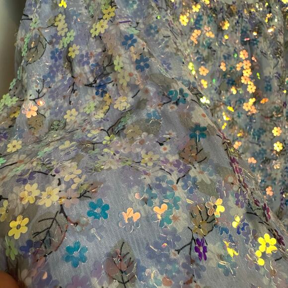 Queen of Sparkles Floral Sequin Feather Tank Purple Top Flower Glitter Medium - Picture 7 of 11